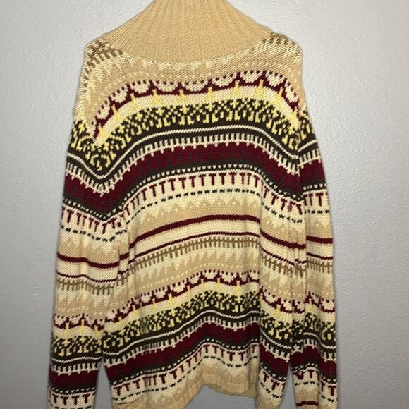 Great Northwest Knit Green Red Cream Full Zip Sweater Size 3X - Picture 9 of 9